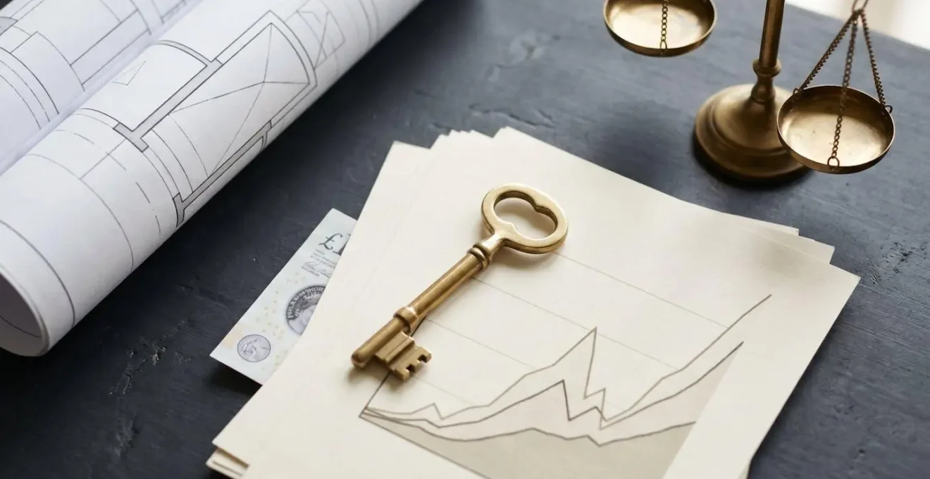 Professional commercial property investment concept with financial security elements