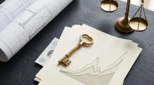 Professional commercial property investment concept with financial security elements