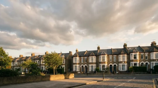 Professional editorial photograph showing rental property financial growth in British housing market